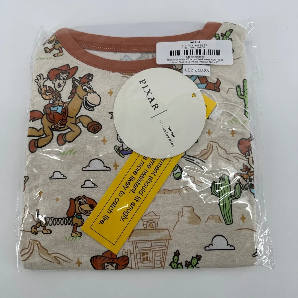 Little Sleepies Disney & Pixar Woody's Wild West 2 Pc Pajama Set 3T NWT